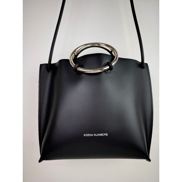 Kozha Numbers Mini Safe Handbag Black Silver Leather Top Handle Crossbody Bag - Picture 5 of 13